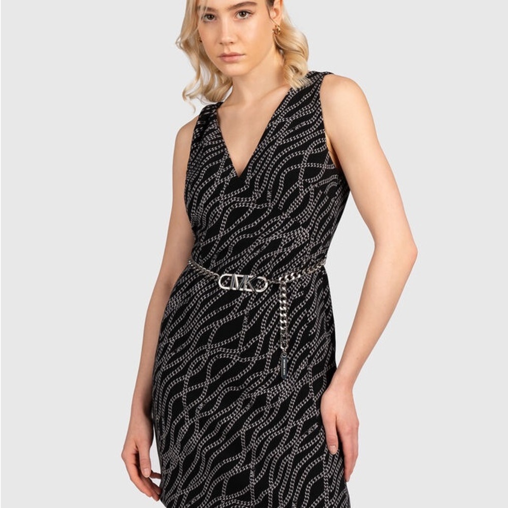 MICHAEL KORS Status Print Stretch Twill Mini Dress size XSmall - Picture 2 of 12